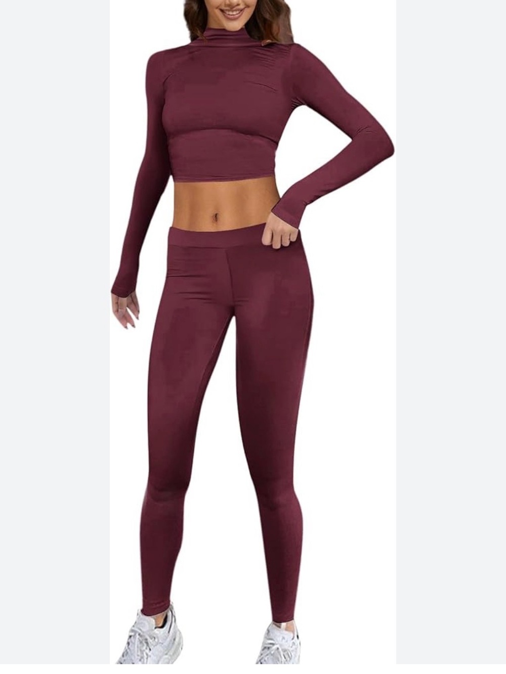Seamless High-Waist Leggings in Burgundy